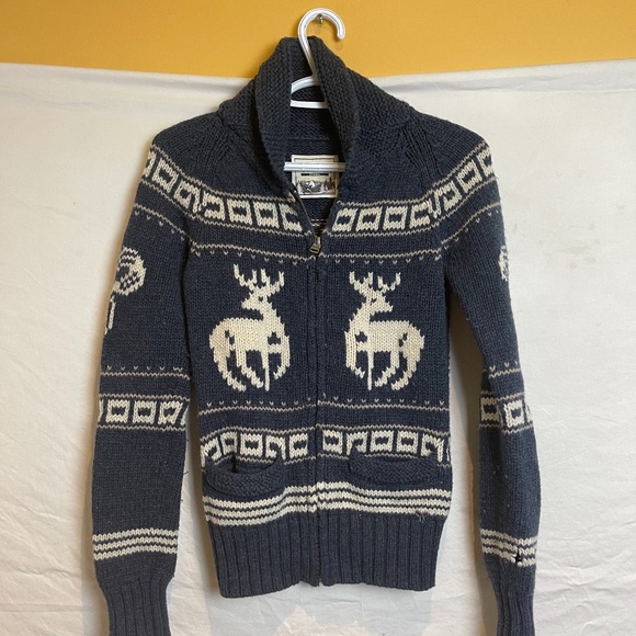 Aritzia -TNA Blue Lambwool zip up sweater - Picture 2 of 5